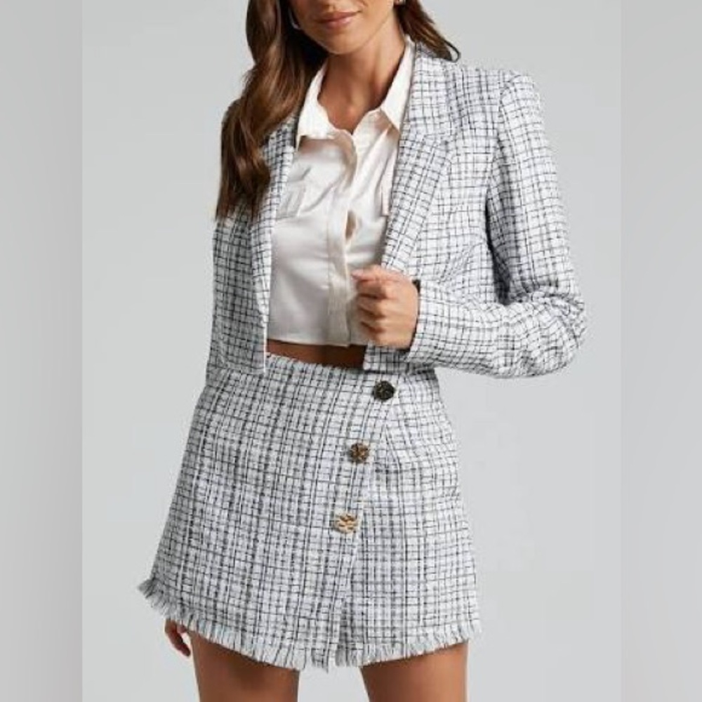 Showpo Black and White Checkered Blazer set